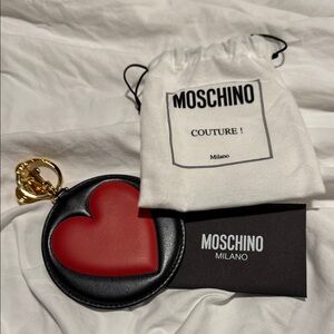 Moschino Black and Red Heart Keyring